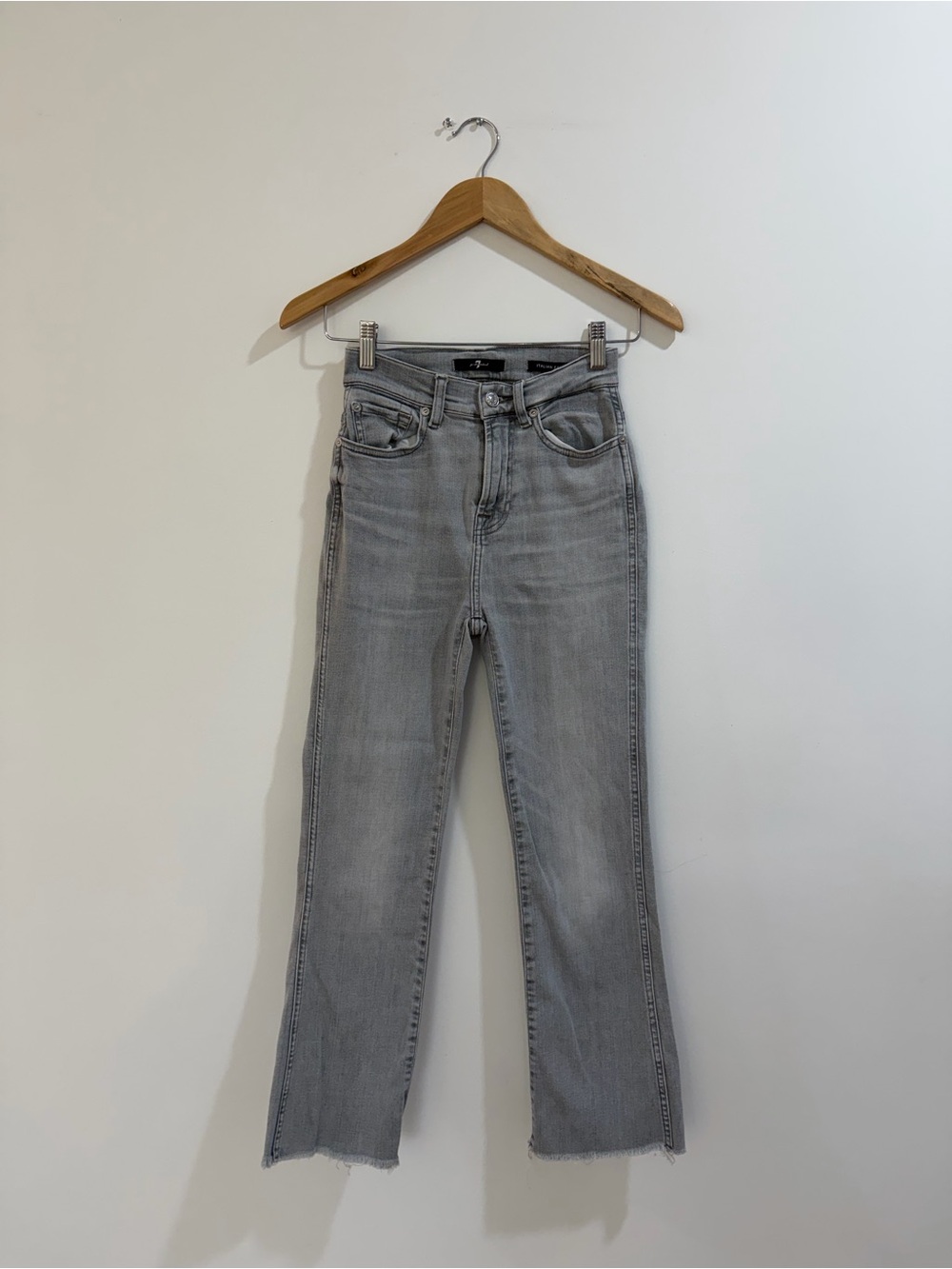 7 For All Mankind Light Gray Flare Jeans